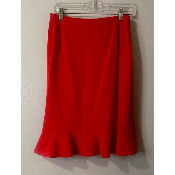 ESCADA Skirt Suit Set Size 36 Red Ruffle 100% Wool Career Business Designer - Picture 10 of 16